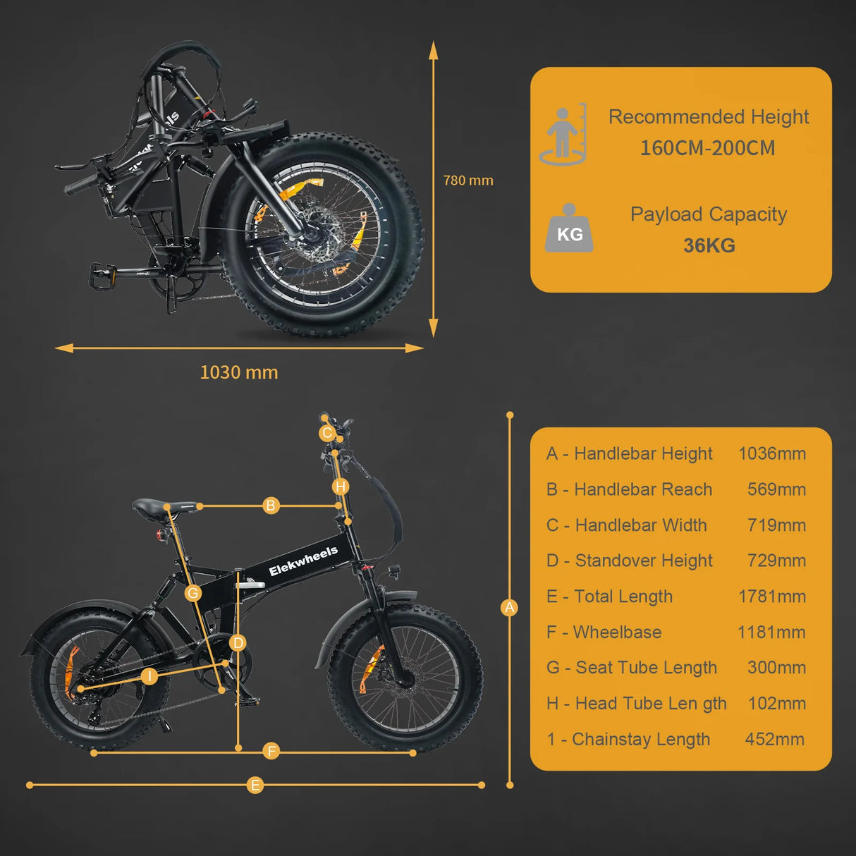 Elekwheels E5 Fat Tire Full Suspension Folding Electric Bike