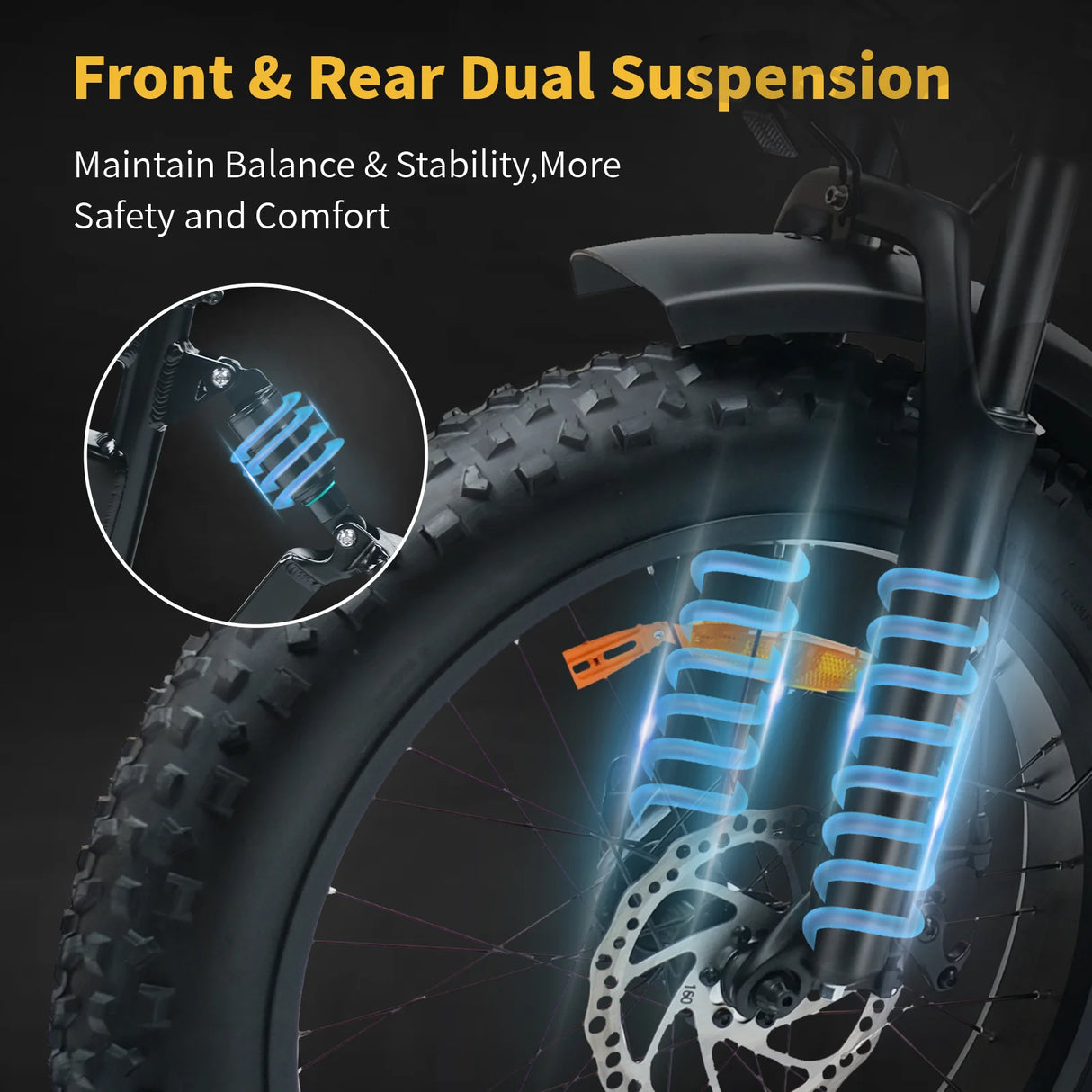 Elekwheels E5 Fat Tire Full Suspension Folding Electric Bike
