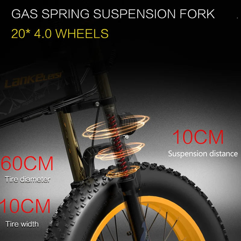 LANKELEISI X3000Plus-Up Fat Tire Foldable Snow Ebike